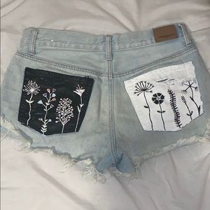 Hand Painted Light Wash Shorts
